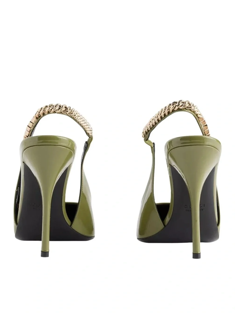 Gucci Signoria Patent Slingback Pump size 41.5 (olive patent leather)